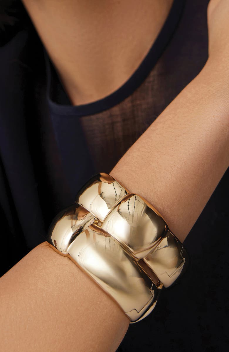 JENNY BIRD Mega Woven Square Bangle, Alternate, color, High Polish Gold