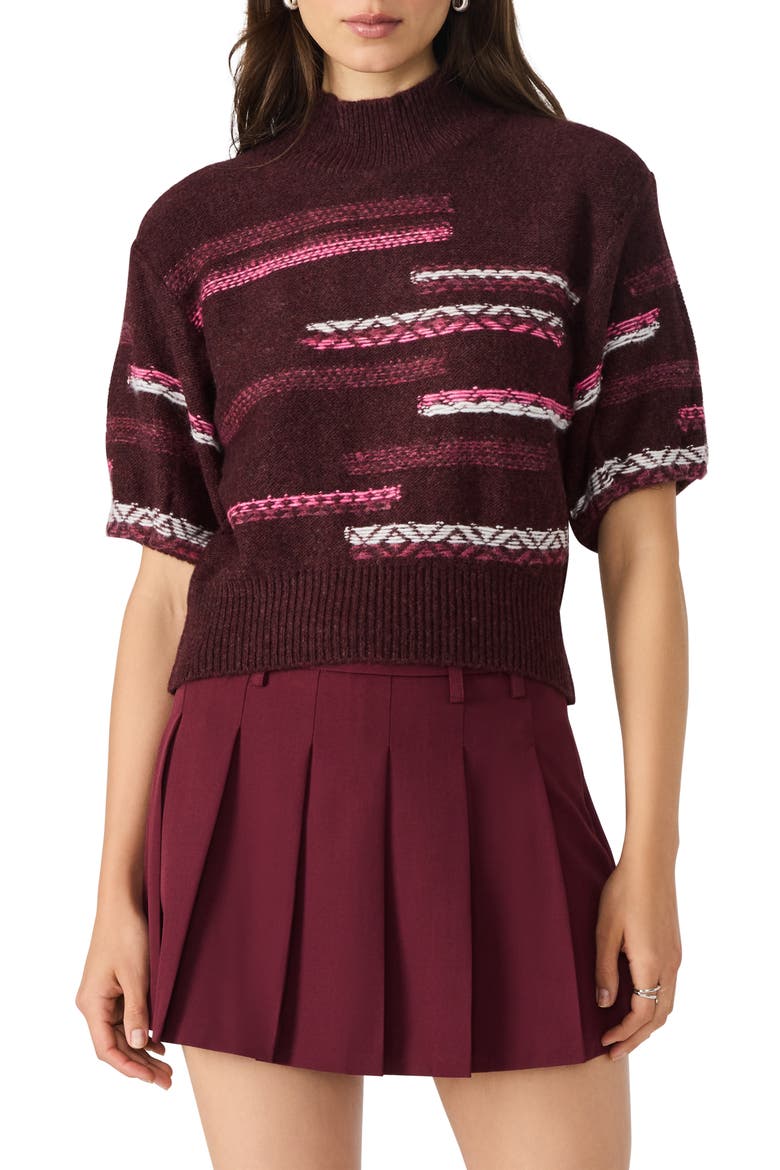 Ketra Mock Neck Crop Sweater, Main, color, WINE