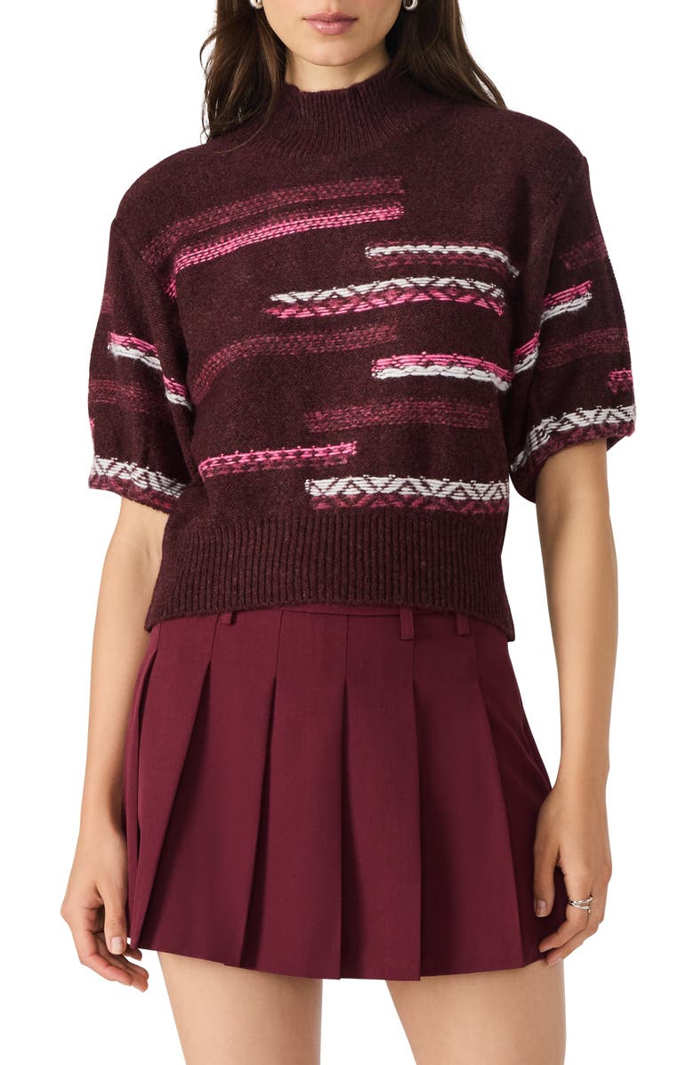 Steve Madden Ketra Mock Neck Crop Sweater, Main, color, Wine