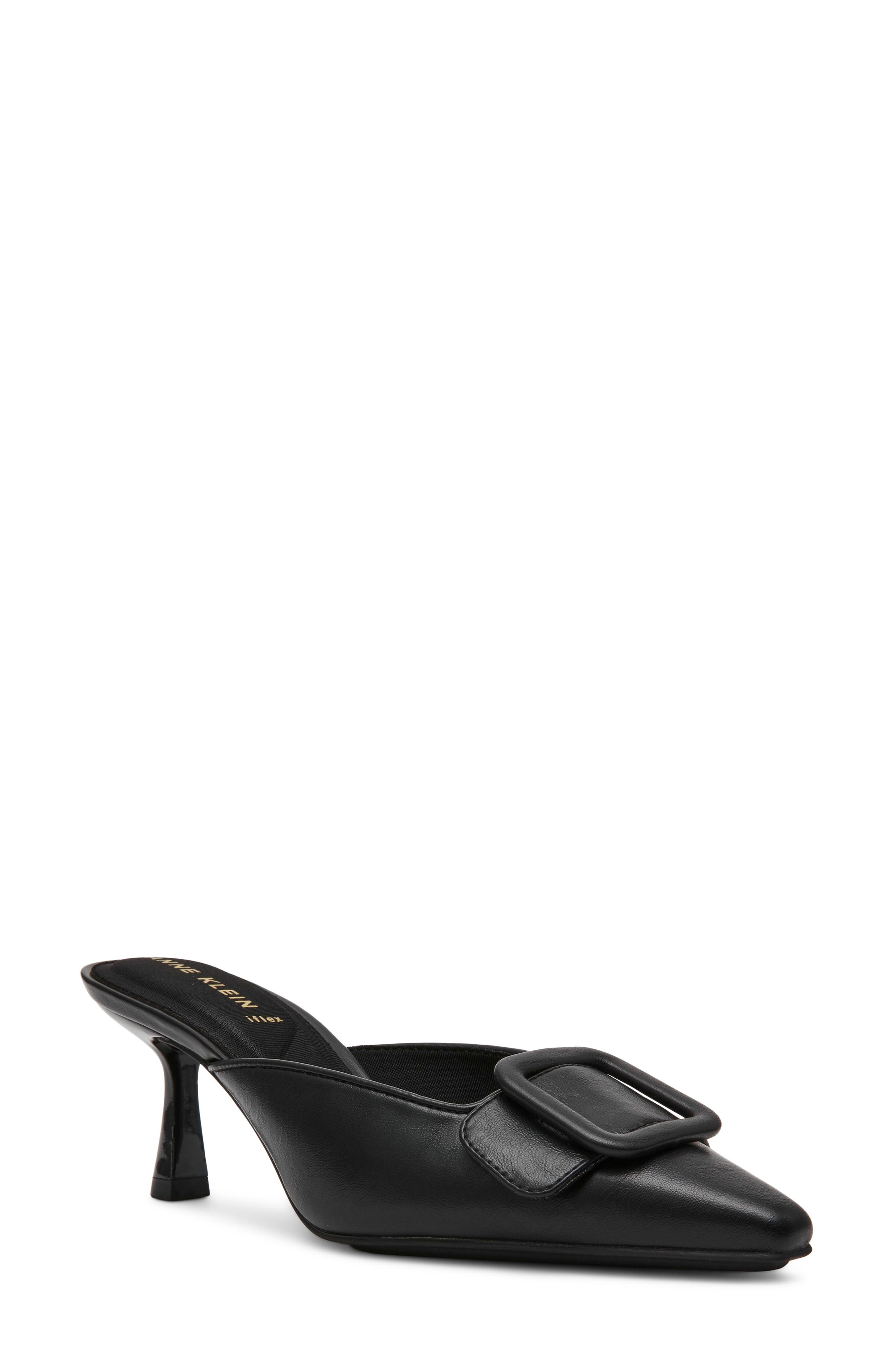 Anne Klein Cassia Kitten Heel Mule, Main, color, Black Pu