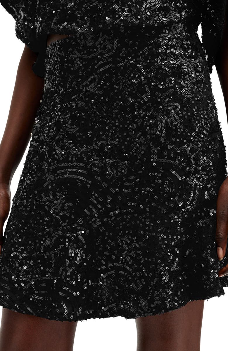 AllSaints Ivy Embellished Miniskirt, Alternate, color, Black