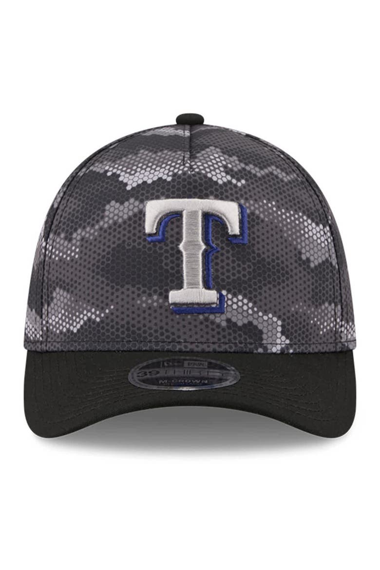 Men's New Era Black Texas Rangers Camo 39THIRTY A-Frame Flex Hat, Alternate, color, Black