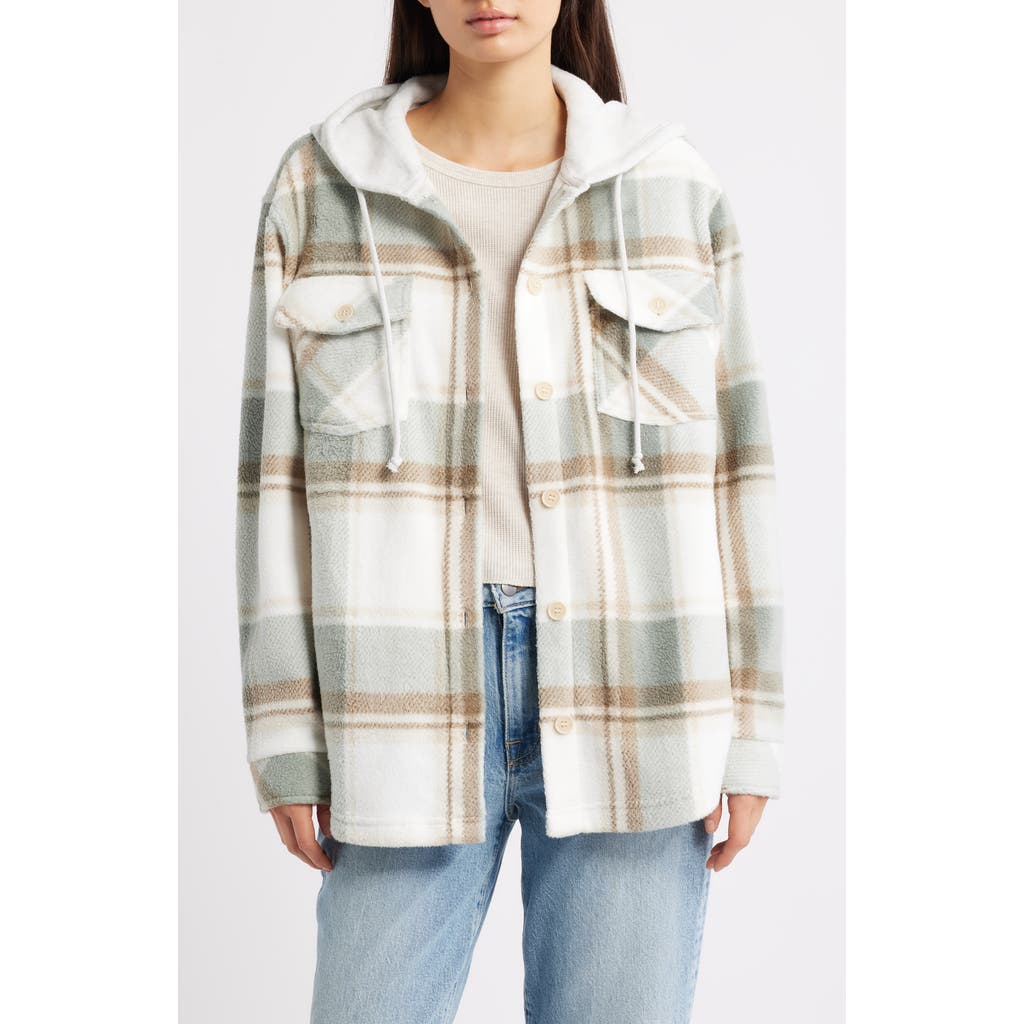 Thread & Supply Hooded Fleece Shacket In White