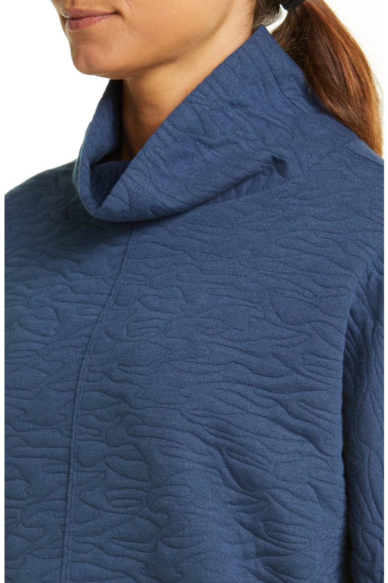 Carey Quilted Funnel Neck Pullover, Alternate, color, NAVY DENIM