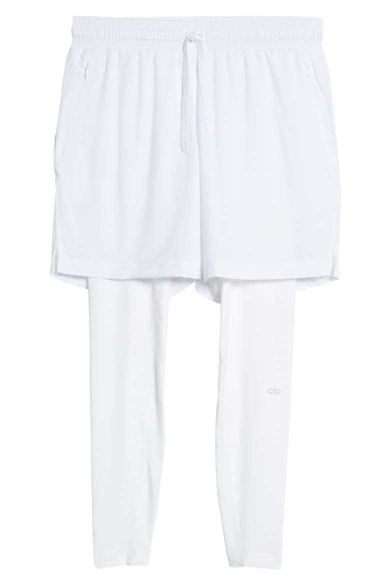 Stability 2-in-1 Athletic Tights, Alternate, color, WHITE/WHITE