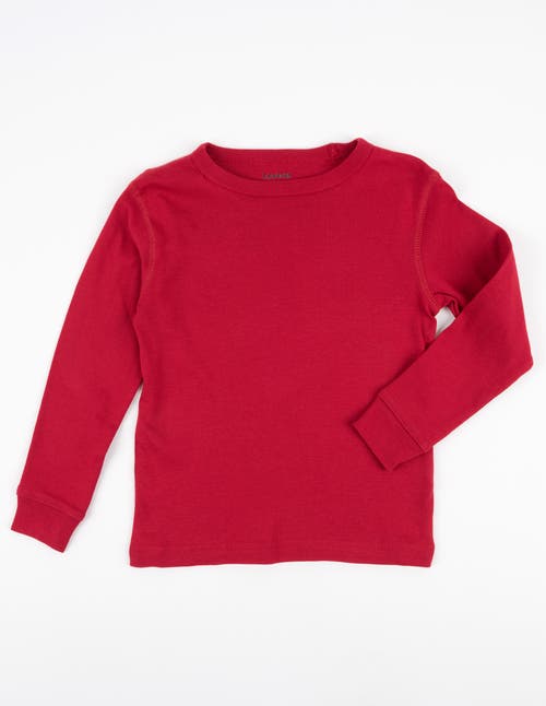 Leveret Kids Long Sleeve T-shirt, 100% Cotton, Solid Colors In Red