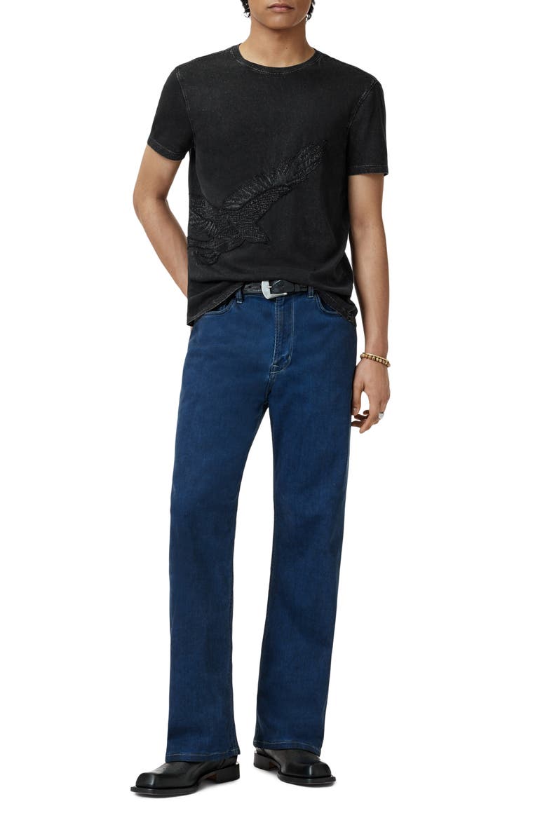 Eagle Embroidered Organic Cotton T-Shirt, Alternate, color, BLACK