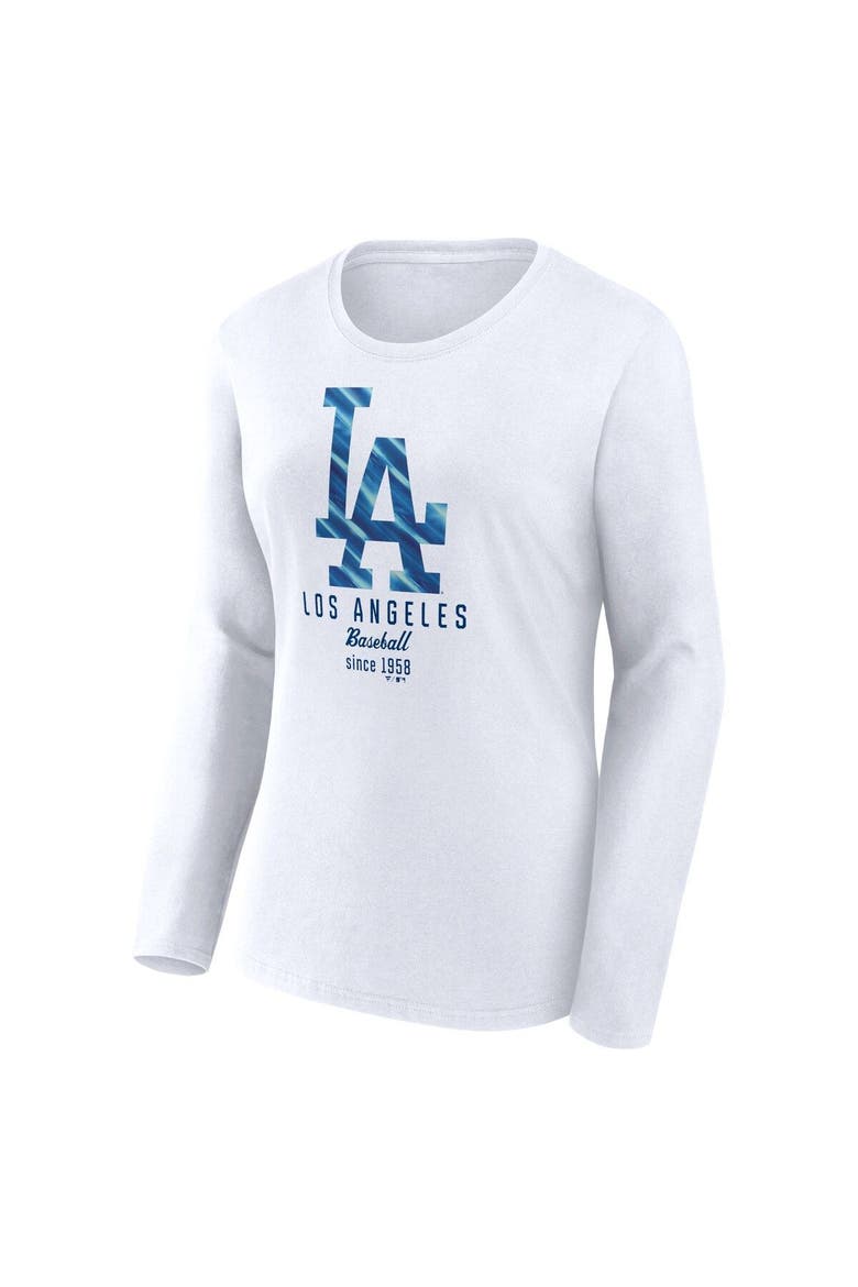 Women's Fanatics Branded  White Los Angeles Dodgers Lightweight Fitted Long Sleeve T-Shirt, Alternate, color, White