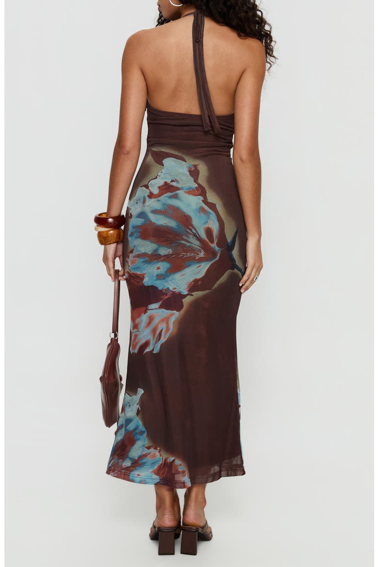 Maritsa Beaded Halter Maxi Dress, Alternate, color, BROWN FLORAL