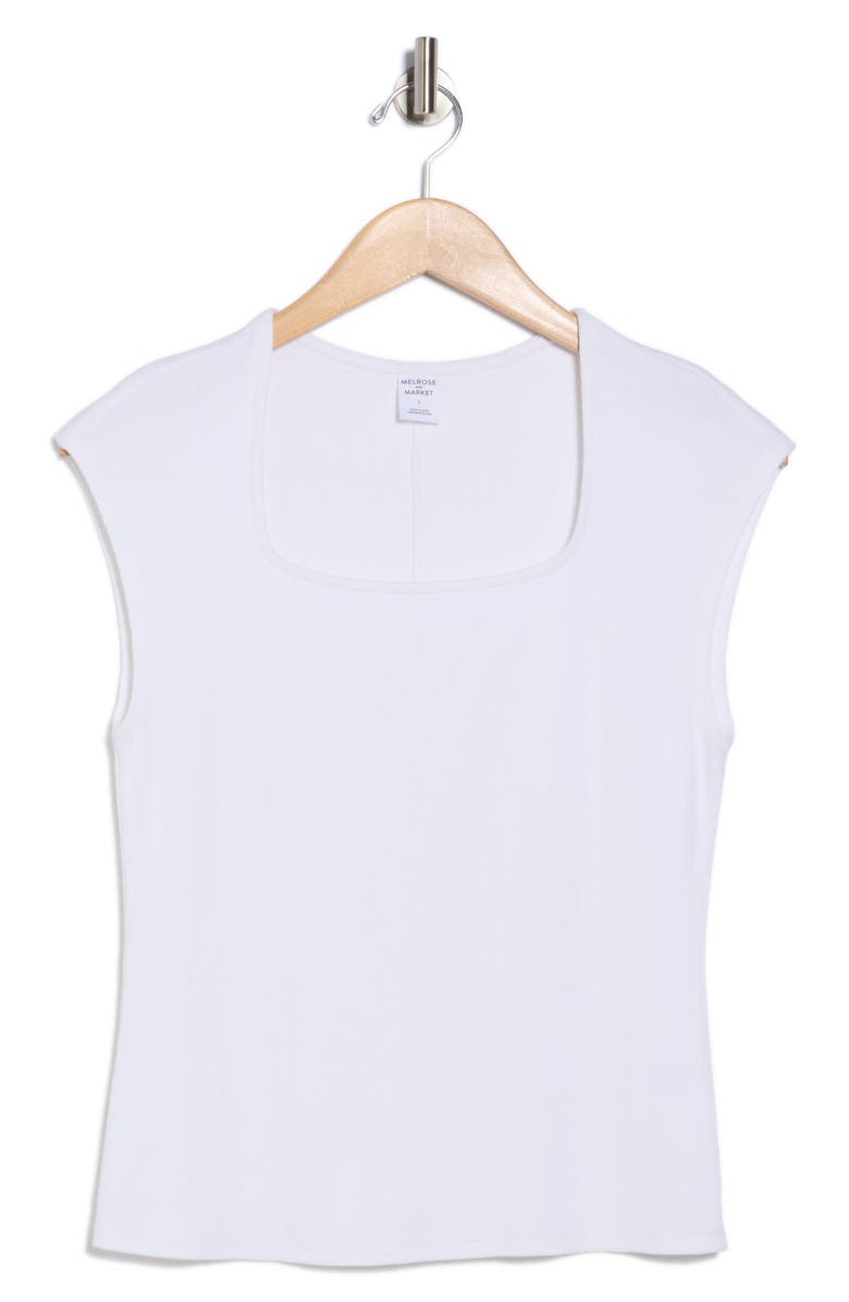 Melrose and Market Square Neck Top, Alternate, color, White