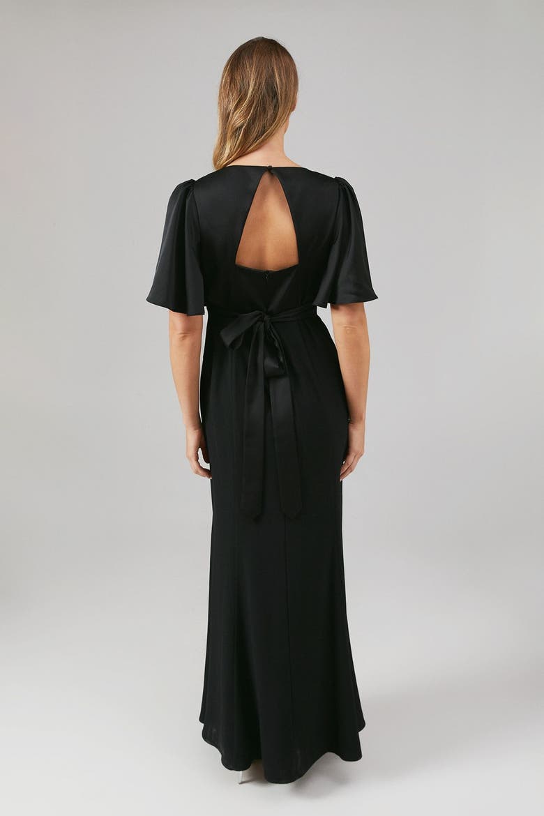 Contrast Satin Bridesmaid Dress, Alternate, color, Black