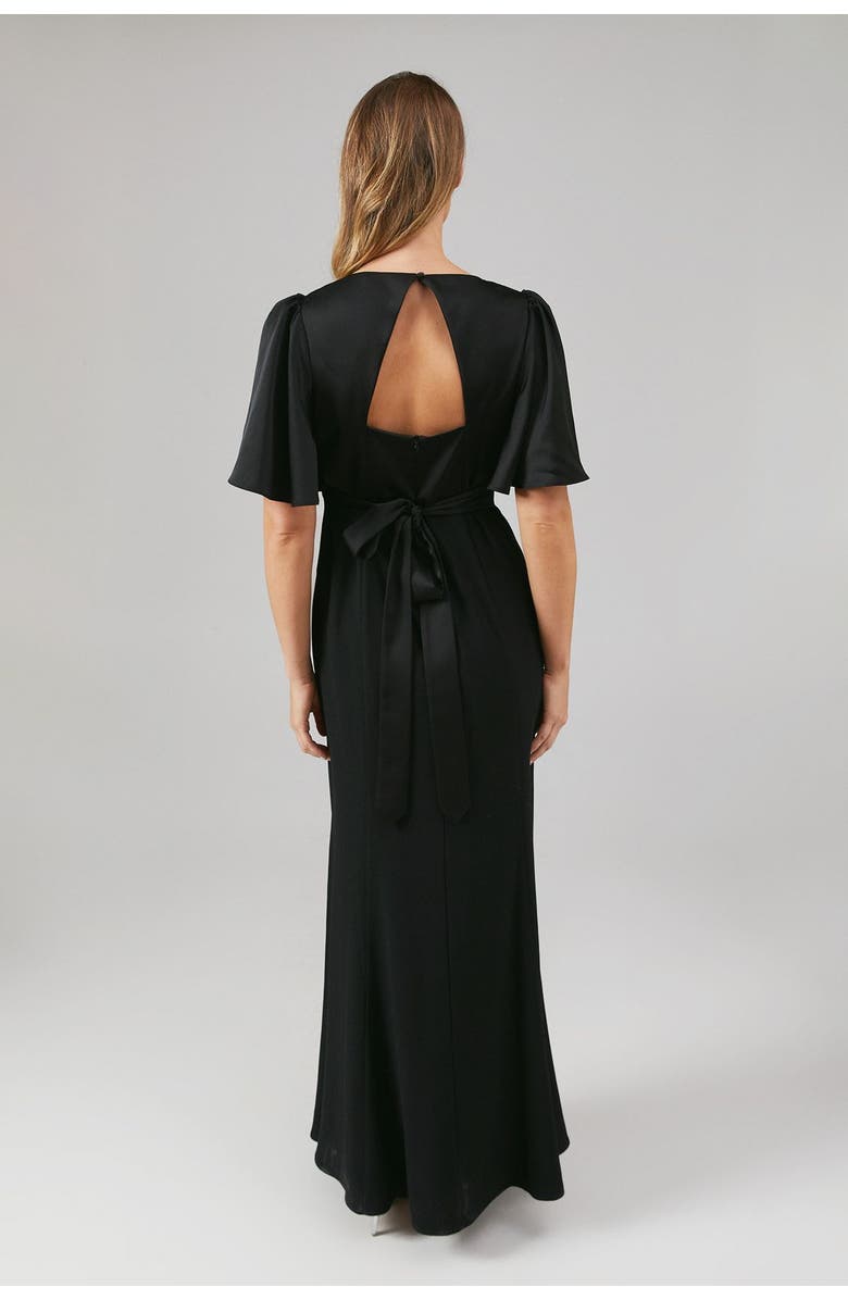 Coast Contrast Satin Bridesmaid Dress, Alternate, color, Black