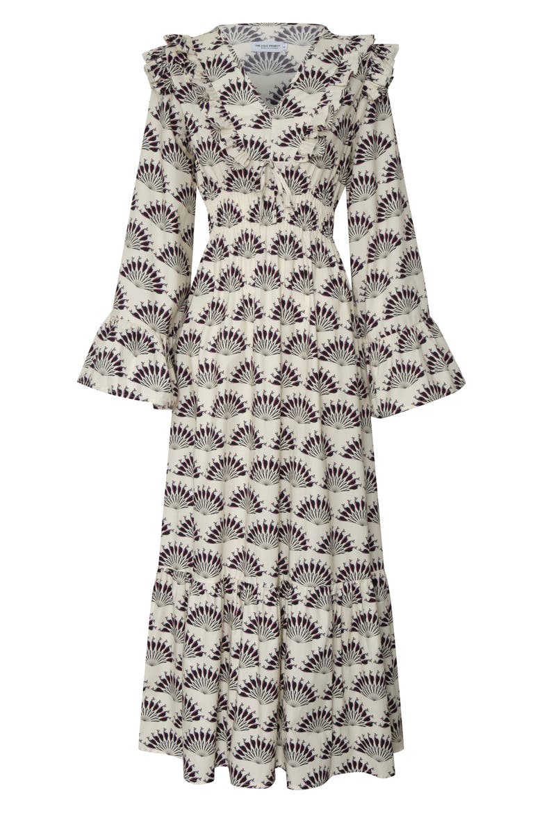 The Chaos Petal Print Long Sleeve Maxi Dress, Alternate, color, THROATED IVORY