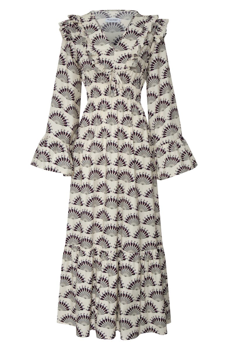 The Lulo Project The Chaos Petal Print Long Sleeve Maxi Dress, Alternate, color, Throated Ivory