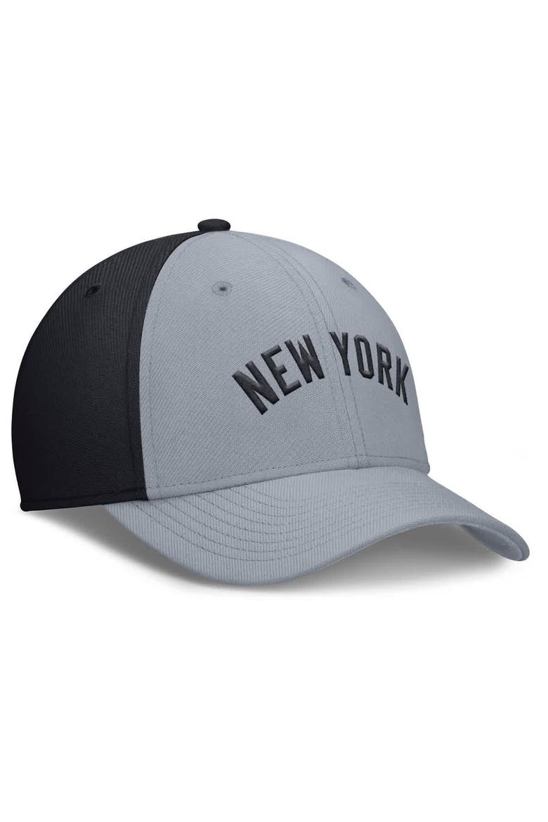 Men's Nike Gray/Navy New York Yankees Rise Swoosh Performance Flex Hat, Alternate, color, Gray