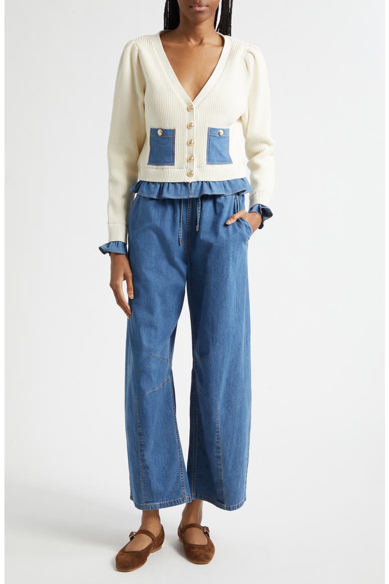 Lilly Cardigan, Alternate, color, IVORY/ LIGHT WASH