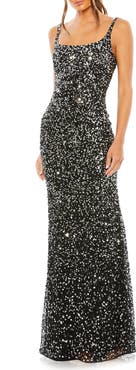 Mac Duggal Sequined Low Back Slip Gown