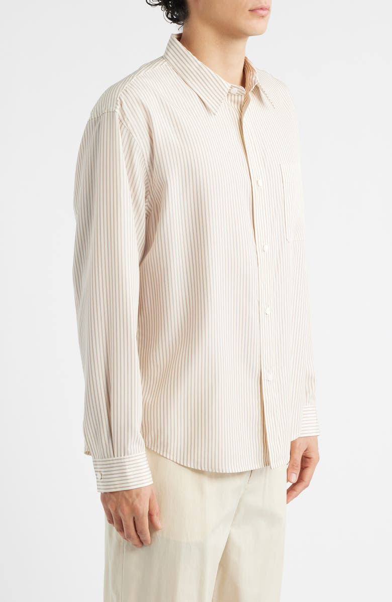 FRAME Stripe Relaxed Fit Button-Up Shirt, Alternate, color, Brown Stripe
