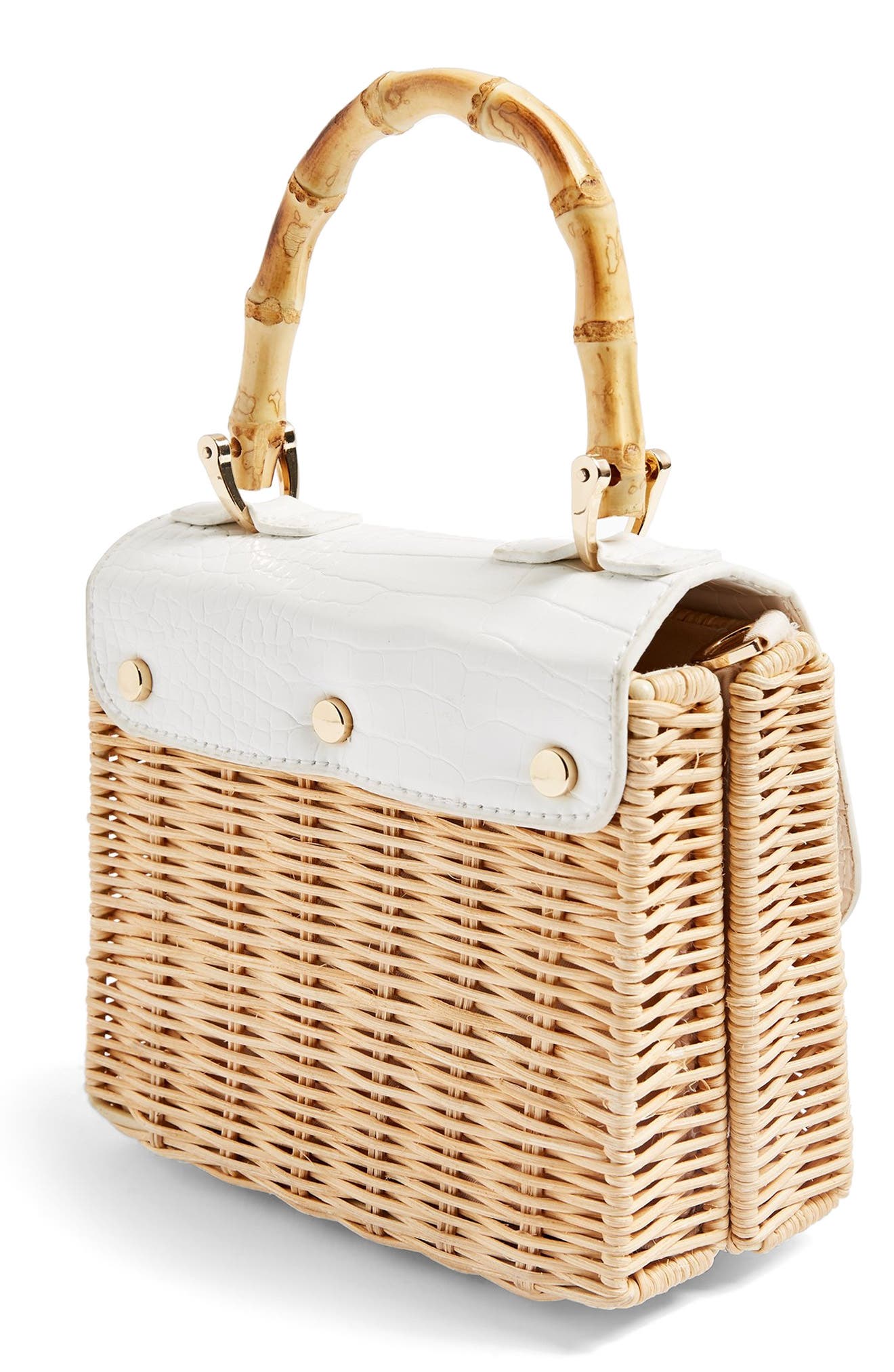 Topshop Boxy Woven Straw Shoulder Bag, Alternate, color, 