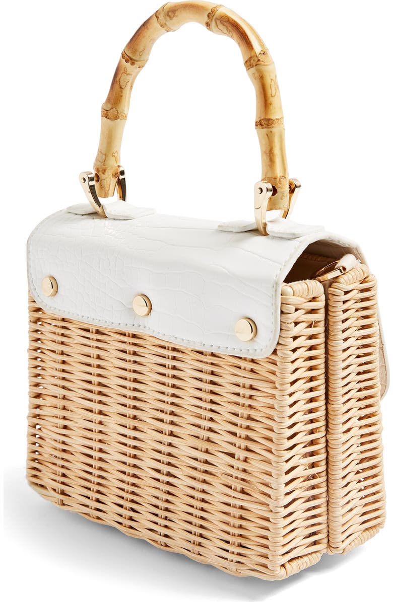 Topshop Boxy Woven Straw Shoulder Bag, Alternate, color,