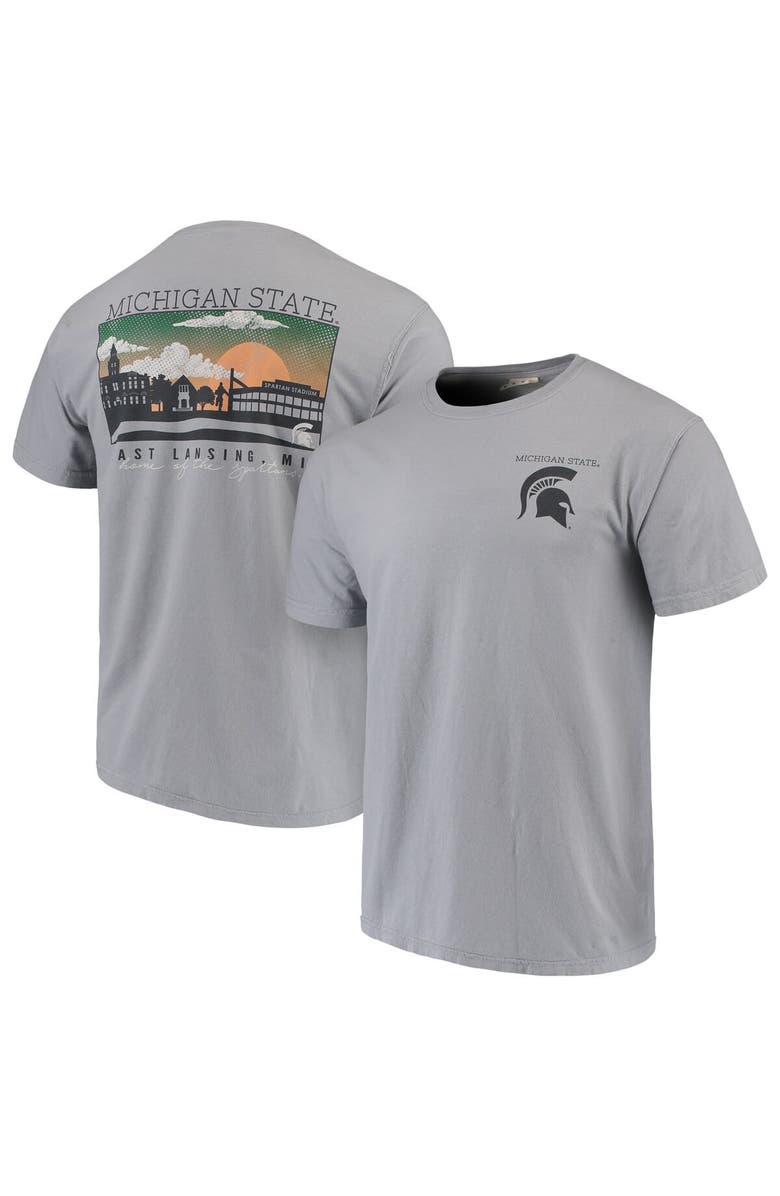 IMAGE ONE Men's Gray Michigan State Spartans Comfort Colors Campus Scenery T-Shirt, Main, color, 