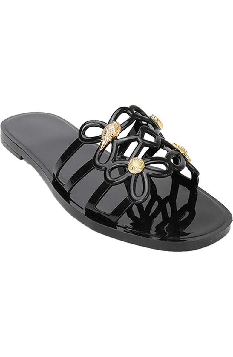 YOKI Sea Life Jelly Slide Sandal, Main, color, Black