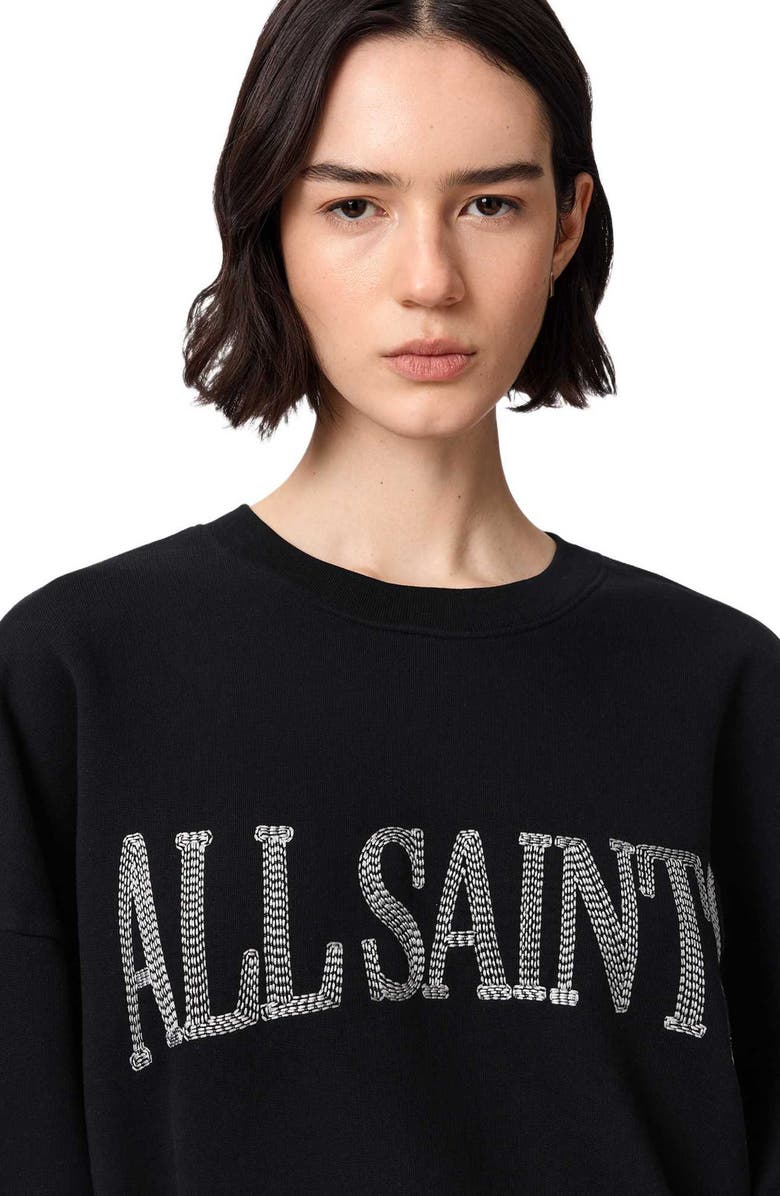AllSaints Dash Lila Oversize Cotton Sweatshirt, Alternate, color, Washed Black