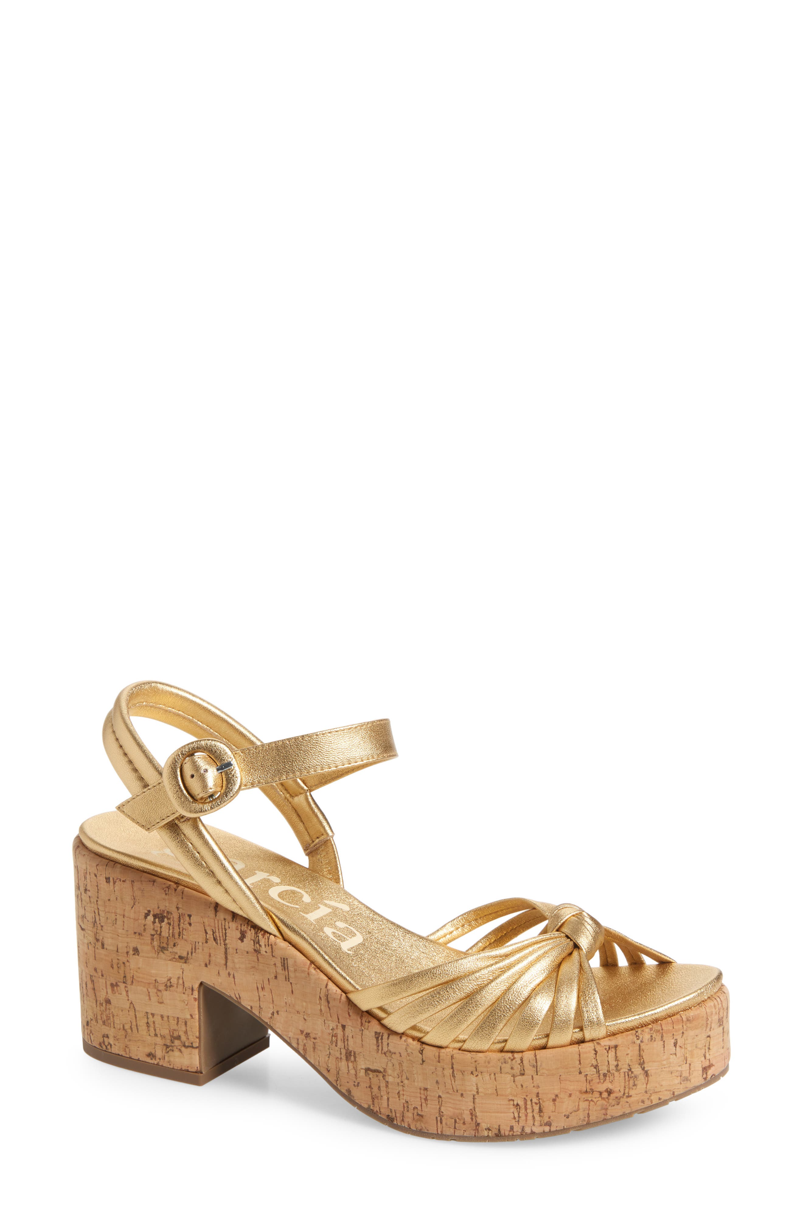 Digna Ankle Strap Platform Sandal, Main, color, GOLD NAPPA LAME