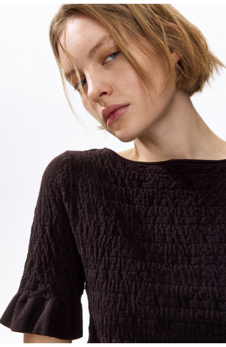 H&M Textured-knit Top, Alternate, color, Dark Brown