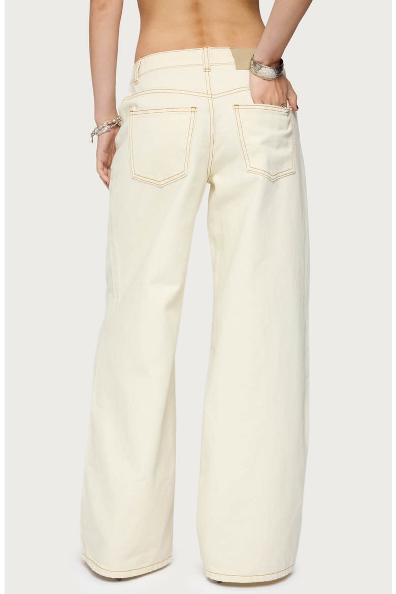 Contrast Stitch Low Rise Wide Leg Jeans, Alternate, color, CREAM