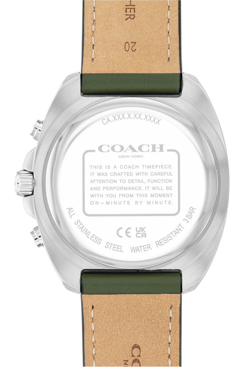 Charter Leather Strap Watch, Alternate, color, GREY