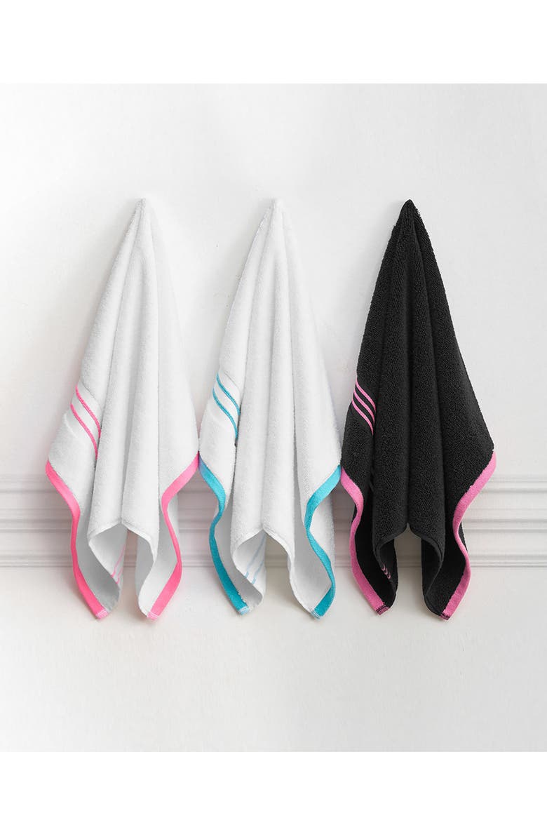 Juicy Couture Neon Border 6-Piece Towel Set, Alternate, color, Black/Hot Pink