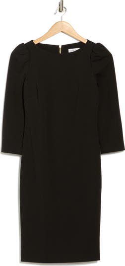 Scuba Crepe Three-Quarter Sleeve Sheath Dress