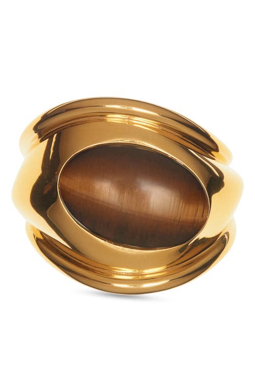 Tom Ford Angelica Tiger's Eye Cabochon Cuff Bracelet In 3yb04 Vintage Gold/brown