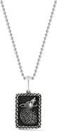 Yield of Men Men's Sterling Silver Oxidized Howling Wolf Pendant Necklace