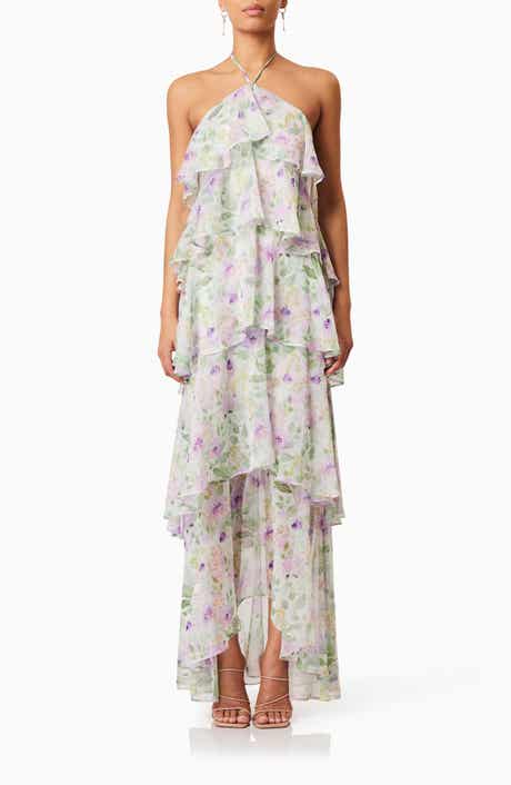 Elliatt Mirabelle Floral Tiered Georgette Halter Dress