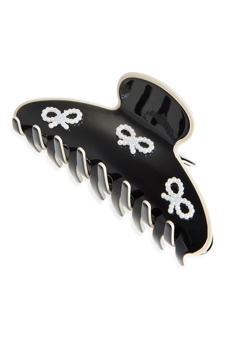Owen Faux Pearl Claw Clip, Main, color, BLACK/ WHITE