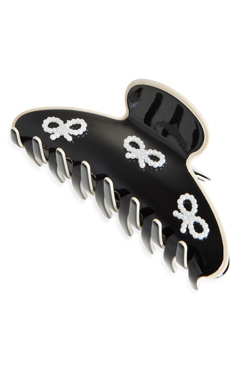 L. Erickson Owen Faux Pearl Claw Clip, Main, color, Black/ White