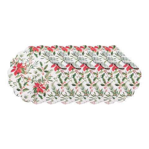 Silvia Poinsettia Round Placemats Set of 6, 17"