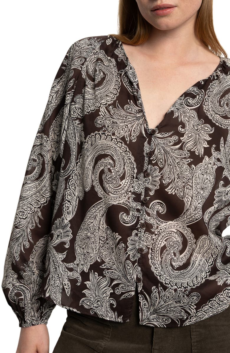 Sanctuary Paisley Long Sleeve Button-Up Shirt, Alternate, color, Mineral Paisley