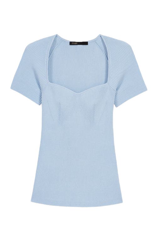Maje Rib Knit Top In Blue Sky