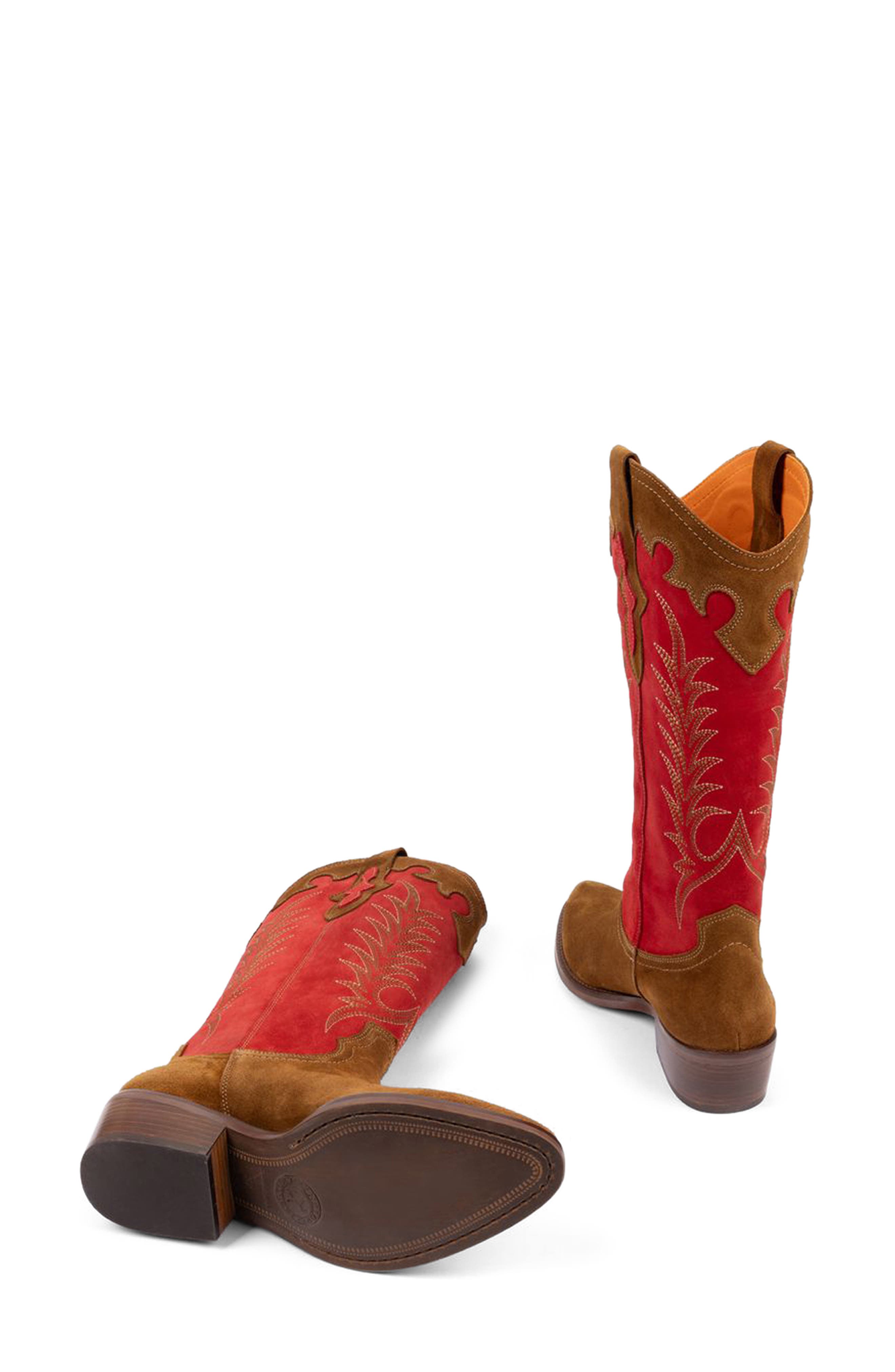 Penelope Chilvers Jolene Cowboy Boot, Alternate, color, Peat/ Red