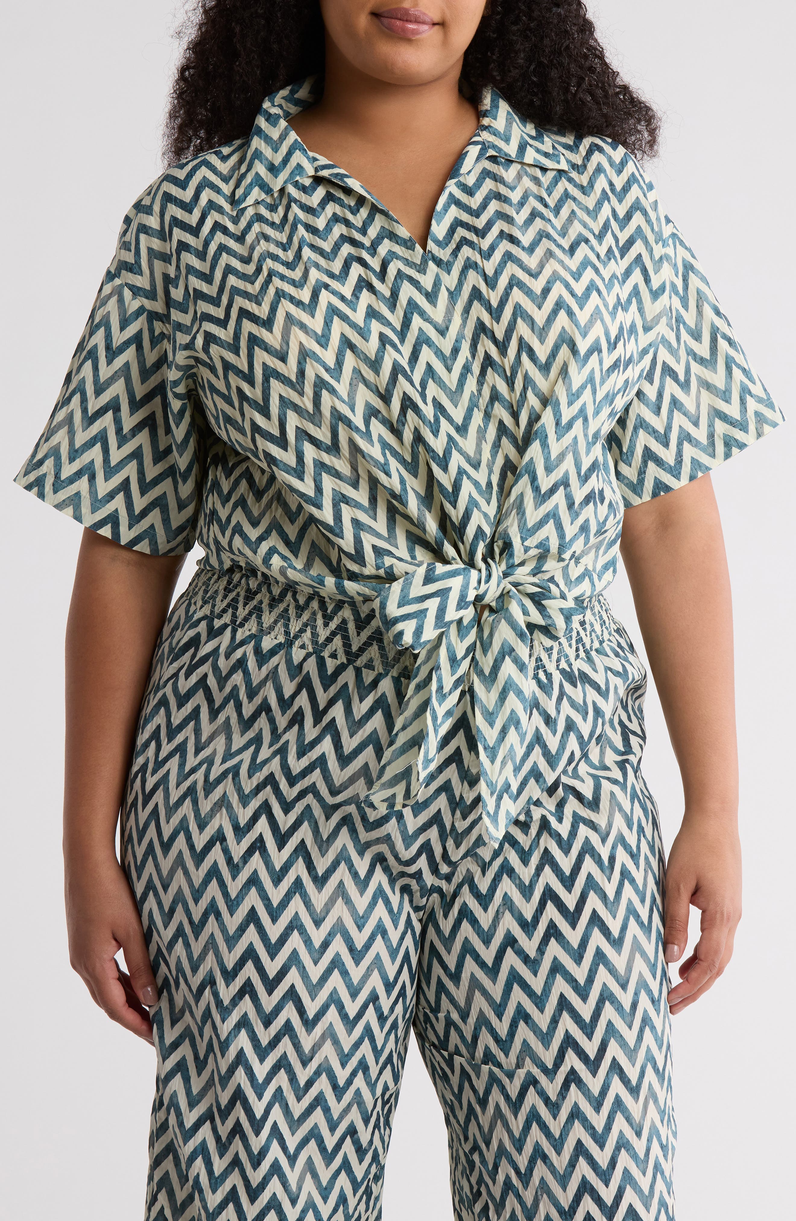 DR2 by Daniel Rainn Johnny Collar Tie Front Top