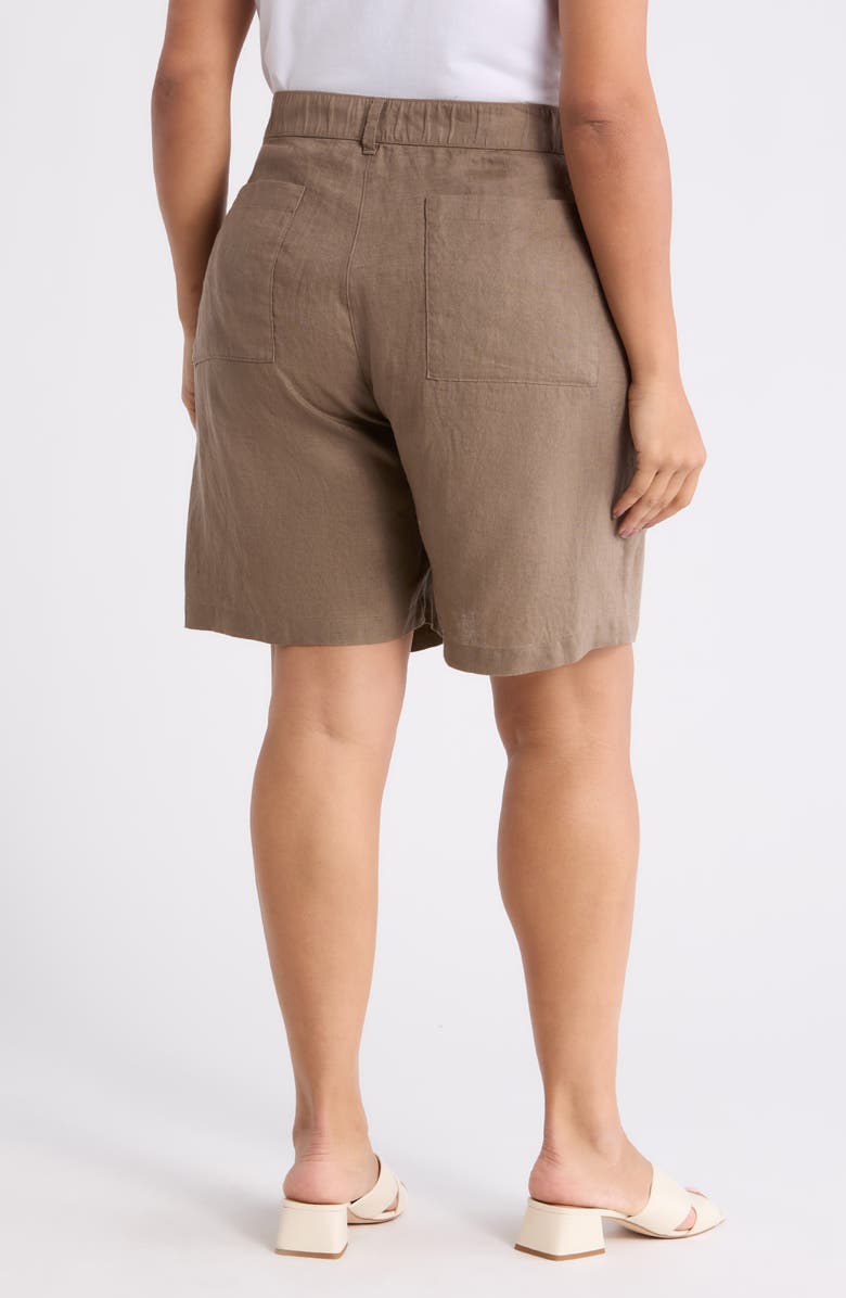 Eileen Fisher Organic Linen Walking Shorts, Alternate, color, Walnut