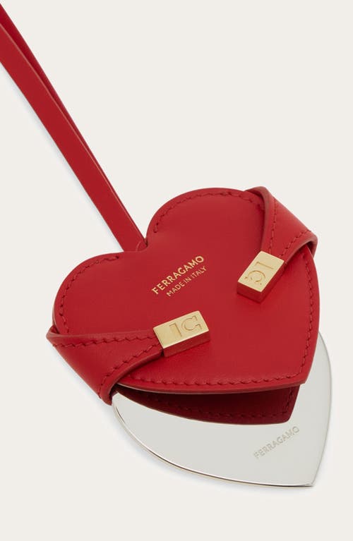 Ferragamo Charm Cuore Mirror Bag Charm In Red