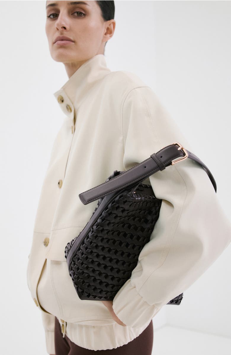 MANGO Braided Faux Leather Shoulder Bag, Alternate, color,