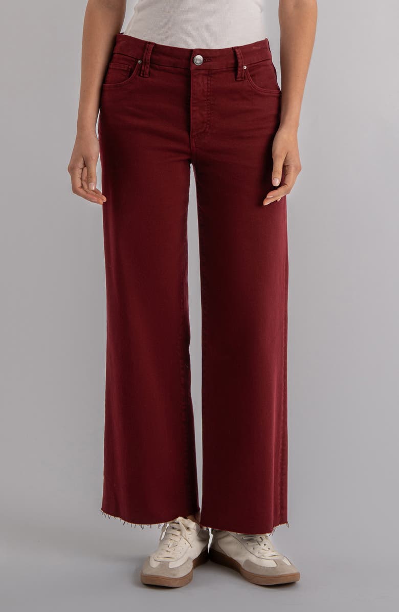 KUT from the Kloth Meg Fab Ab Raw Hem High Waist Ankle Wide Leg Jeans, Main, color, Maroon