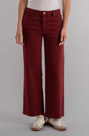 Meg Fab Ab Raw Hem High Waist Ankle Wide Leg Jeans