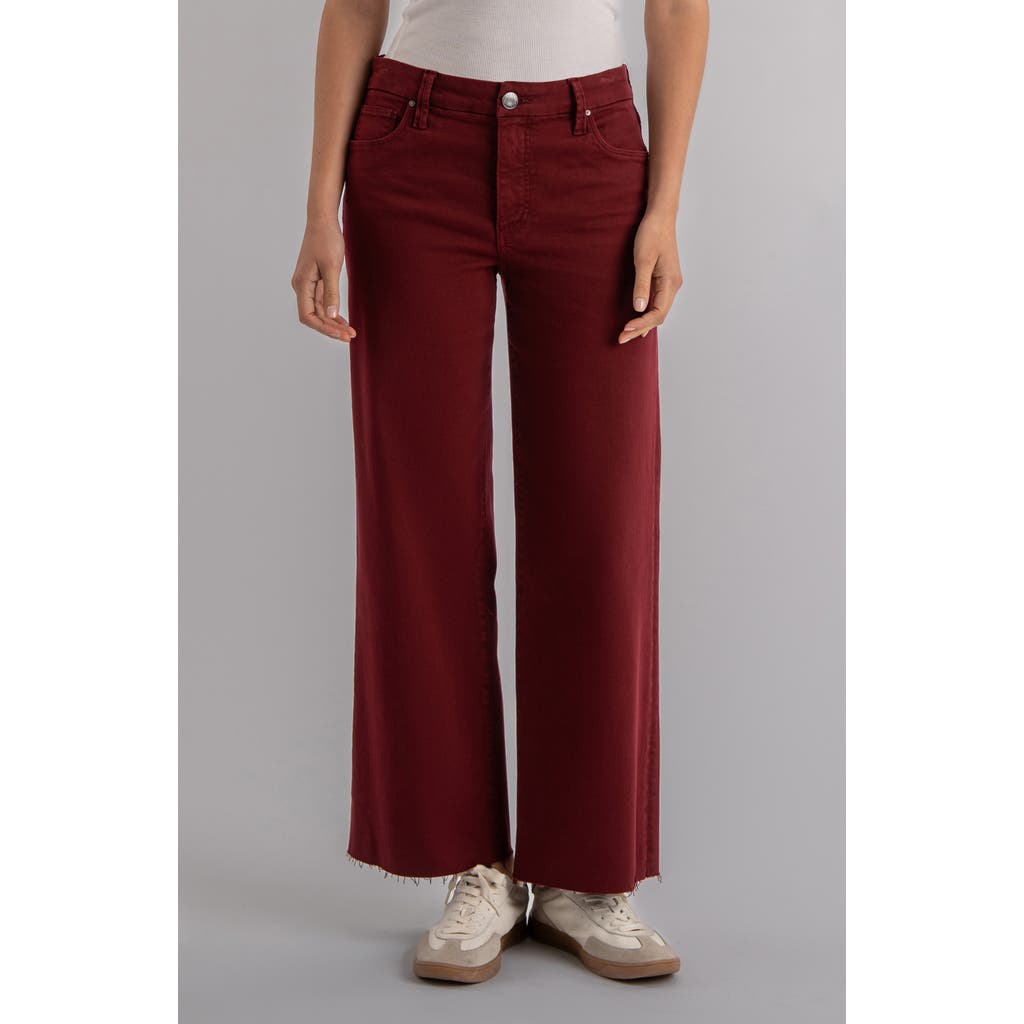 Kut From The Kloth Meg Fab Ab Raw Hem High Waist Ankle Wide Leg Jeans In Red