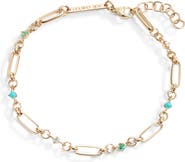 Zoë Chicco 14K Gold Alternating Mixed Stone & Diamond Medium Paperclip Rolo Chain Bracelet